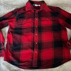 Red and Black Plaid button down Shirt M flannel classic holiday Old Navy 🐐